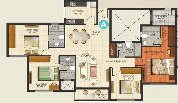 4 BHK Apartment floor plan at Sobha Kismatpur Hyderabad, up to approx. 3,000 sq. ft.