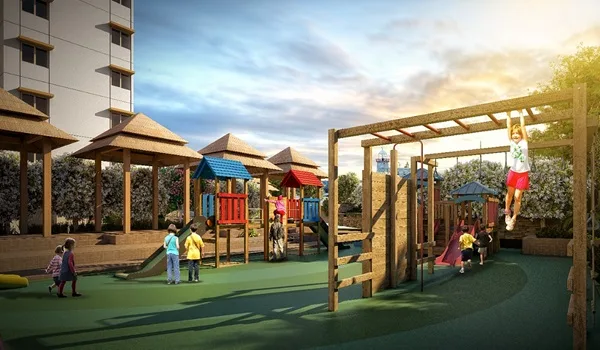 Children&rsquo;s play area representing family recreation at Sobha Kismatpur